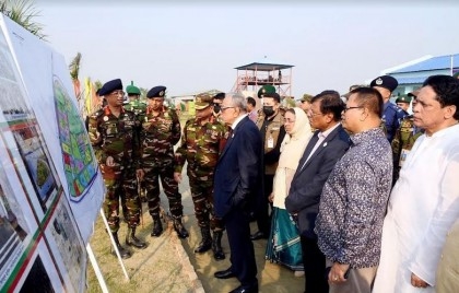 President visits newly-built ‘Mithamain Cantonment'
