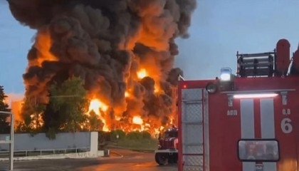 Fuel depot on fire in Russian village near Crimea bridge