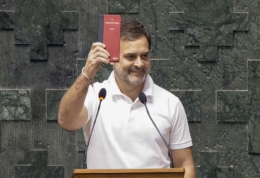 Rahul Gandhi takes oath as Lok Sabha MP with copy of constitution in his hand
