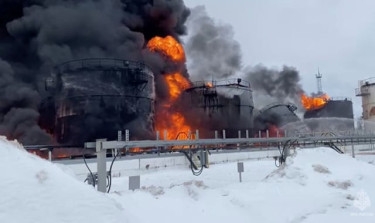 Two Russian fuel depots on fire after separate drone attacks